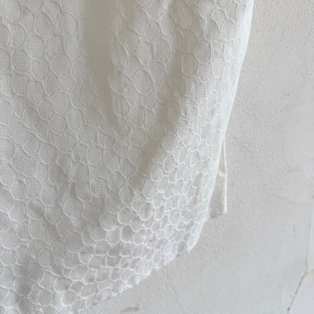 Mod Mini Dress White Textured Shift Dress Ruffles - Picture 5 of 9